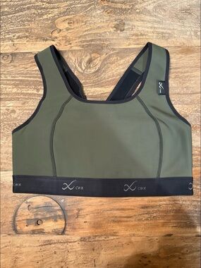 CW-X xtra Support Bra III Olive Green and Black Racerback Support Sports Bra
